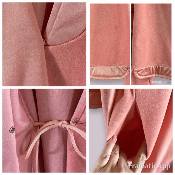 Vanity Fair Vintage Old Hollywood Pink Velour Satin Trim Robe SZ L - Picture 8 of 12